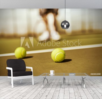 Picture of Tennis balls on court
